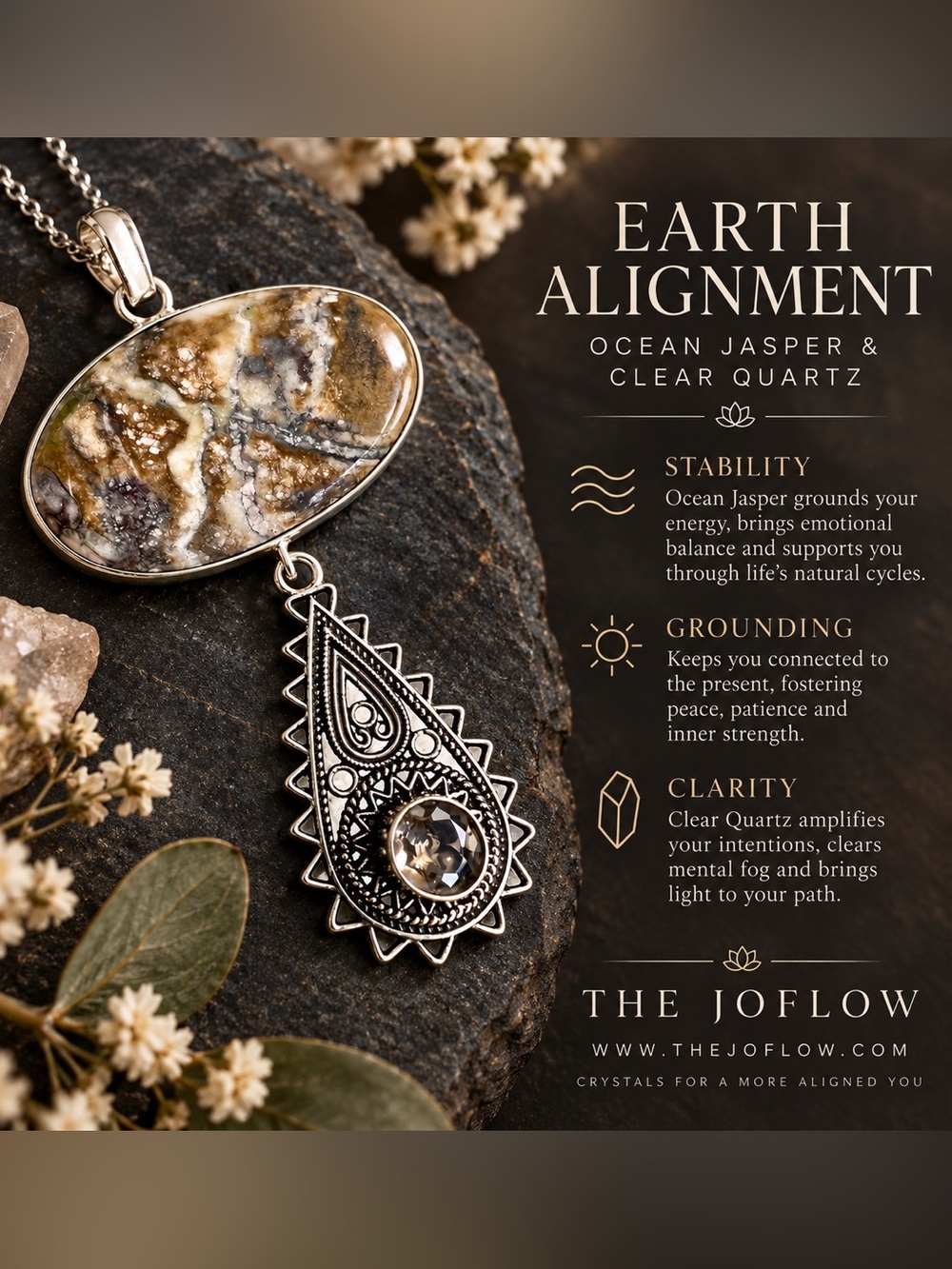 925 CLARITY Ocean Jasper Chandelier Pendant Necklace